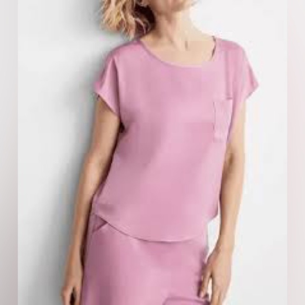 State of Day 2-Pc. Crepe de Chine Short-Sleeve Pajama Set Mauve